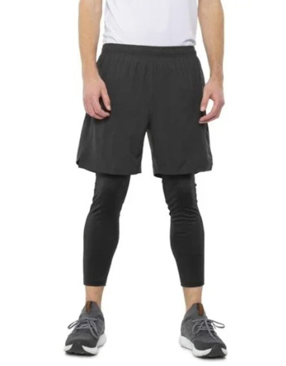 Skora Men’s Woven Stretch 7” Running Shorts with Tights Pants Black Small